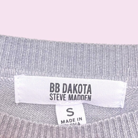 BB Dakota Steve Madden Olivia Sweater Dress Grey Crewneck Knit Womens Size Small - Picture 4 of 11